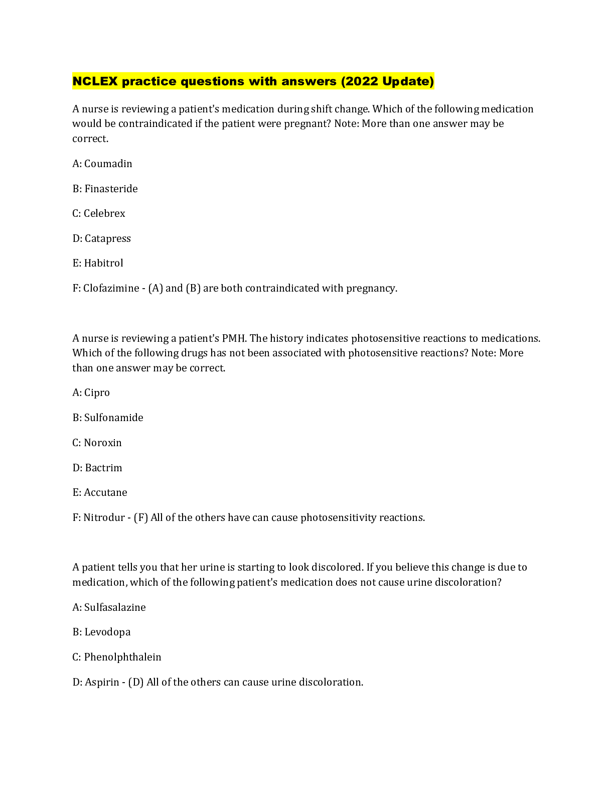 Preview image for NCLEX practice questions with answers (2022 Update)